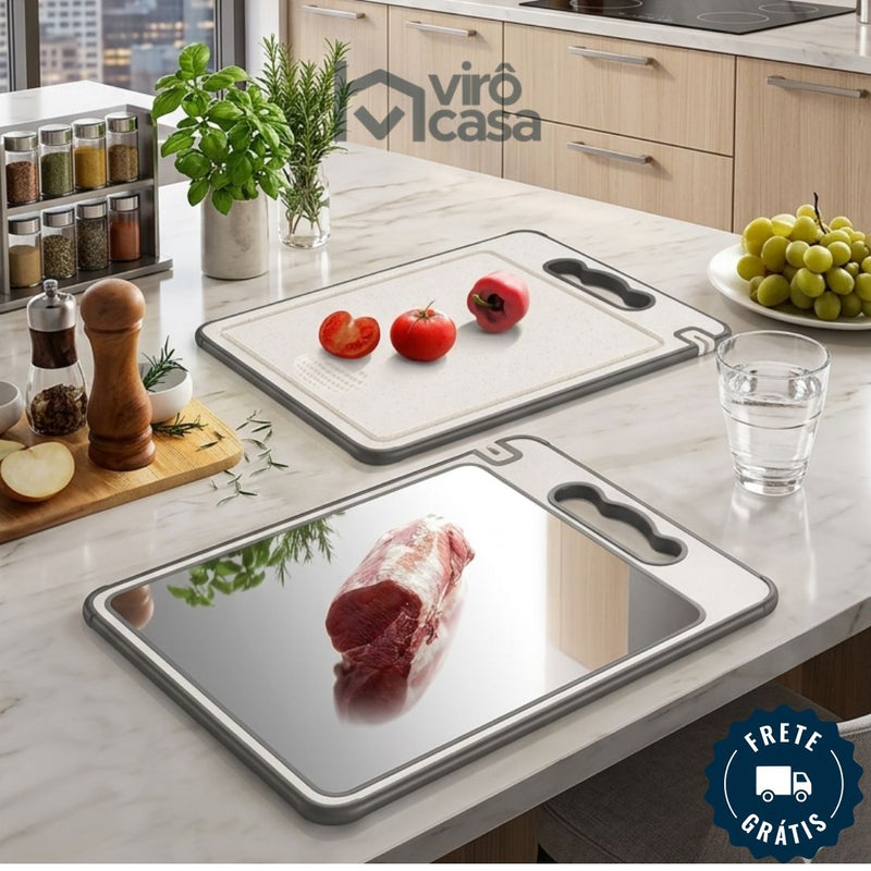 TÁBUA INOX DUPLA FACE – SEM BACTÉRIA, SEM CHEIRO, SEM MANCHAS E MOFO