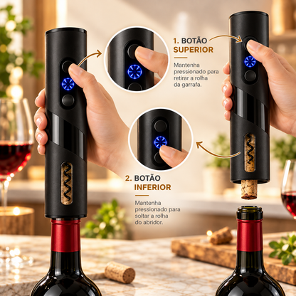 Kit Abridor de Vinho Elétrico Automático Inox 4 Peças