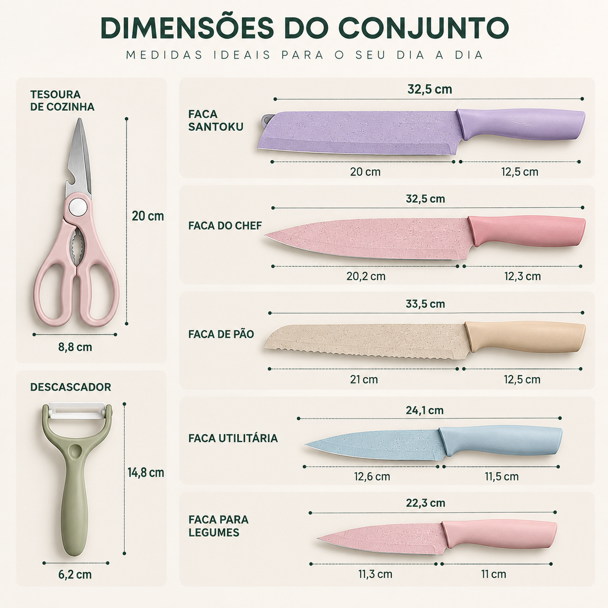 Kit de Facas Essencial - 6 Peças