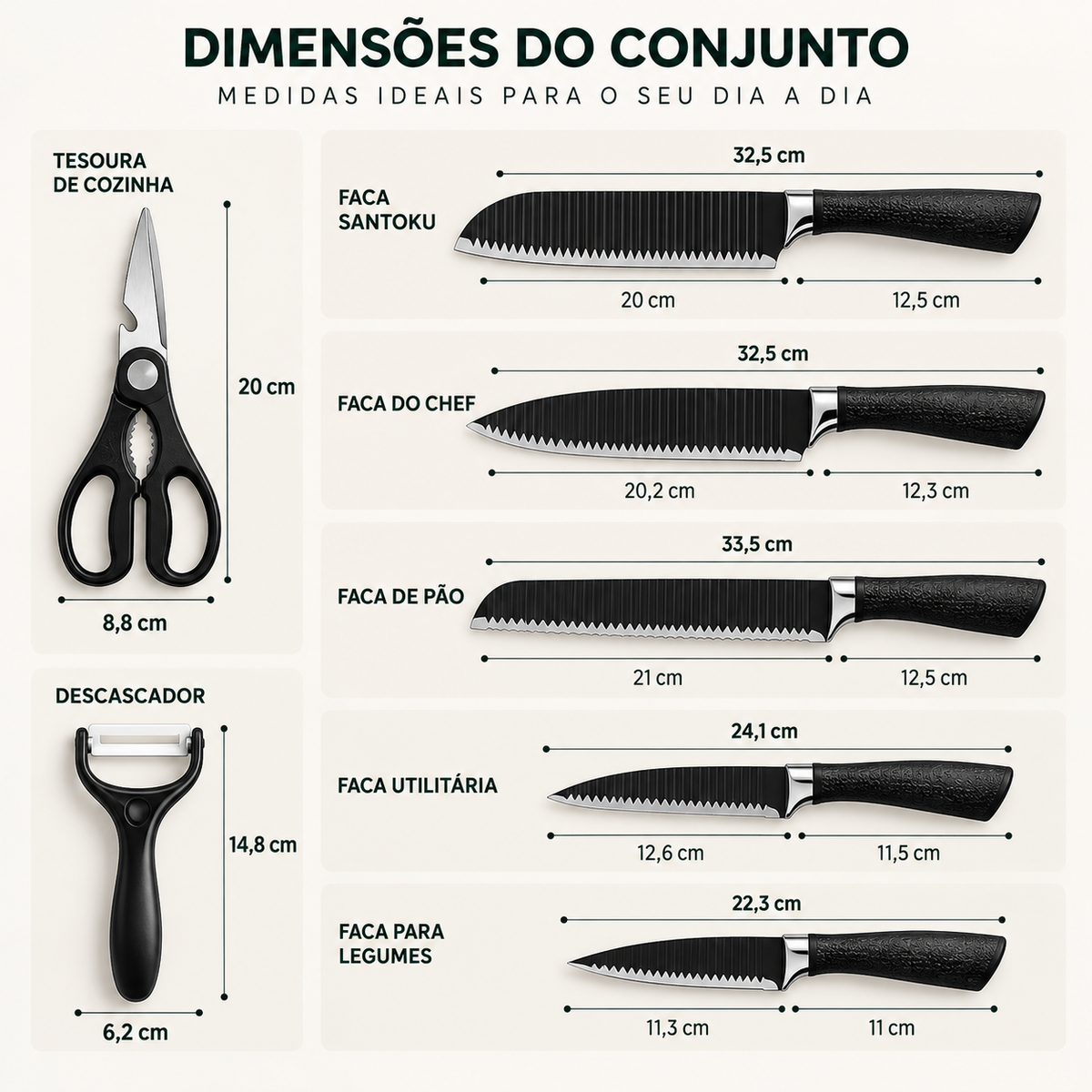Kit de Facas Essencial - 6 Peças