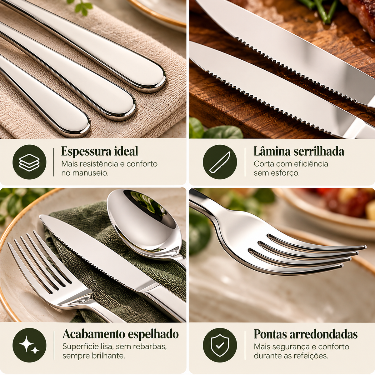 Faqueiro Elegance – 24 Peças em Aço Inox