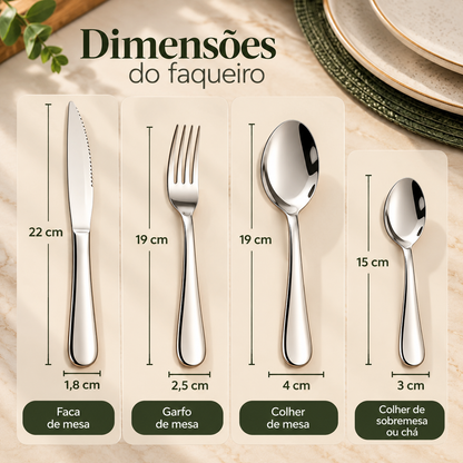 Faqueiro Elegance – 24 Peças em Aço Inox