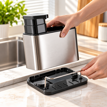 Organizador de Pia em Inox com Dispenser de Detergente