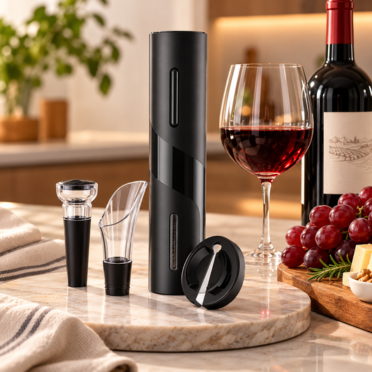 Kit Abridor de Vinho Elétrico Automático Inox 4 Peças