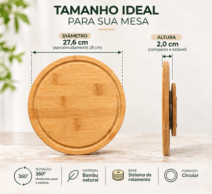 Bandeja Giratória de Bambu Elegance 360°