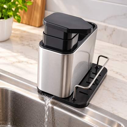 Organizador de Pia em Inox com Dispenser de Detergente