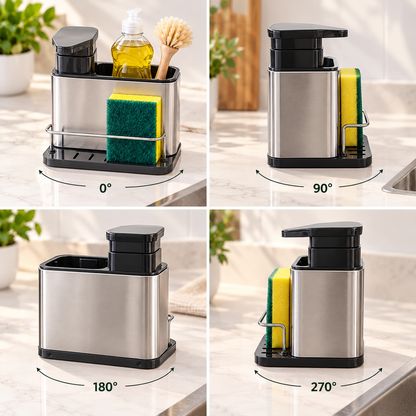 Organizador de Pia em Inox com Dispenser de Detergente