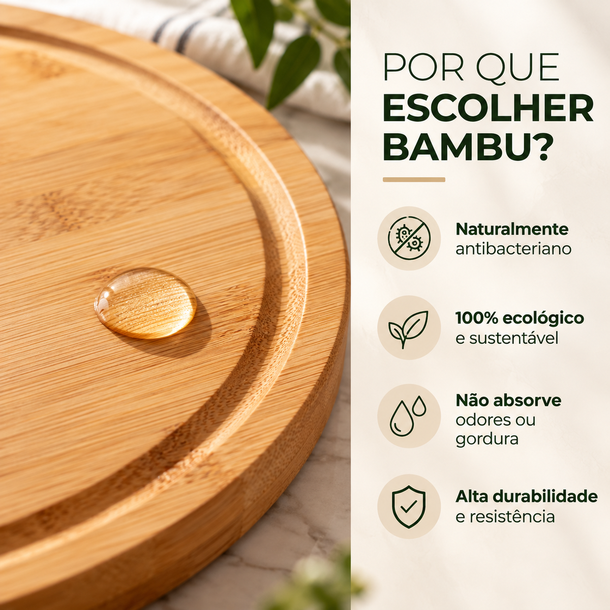 Bandeja Giratória de Bambu Elegance 360°