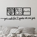 Kit 3 Quadros Decorativos Frase Amor Família em MDF