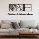 Kit 3 Quadros Decorativos Frase Amor Família em MDF