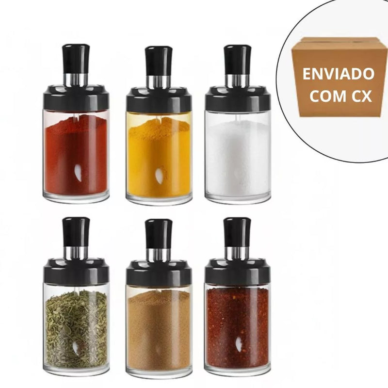 Kit 6 Porta Tempero Hermético