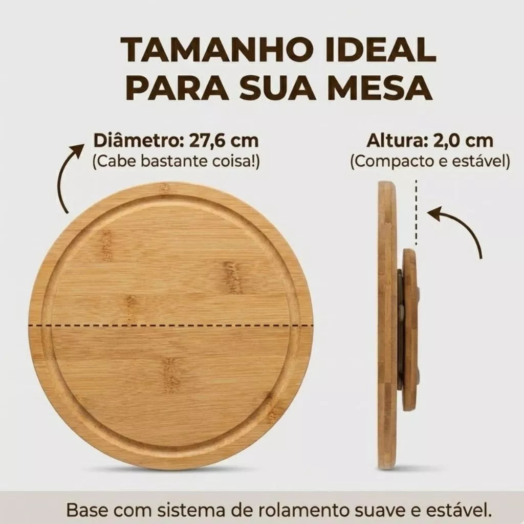 Bandeja Giratória de Bambu