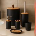 Conjunto para Banheiro 6 Peças em Bambu e Plástico