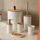 Conjunto para Banheiro 6 Peças em Bambu e Plástico