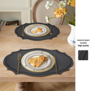 KIT4 Europeu Jogo Americano Preto PU Kit Mesa Posta Janta B1064