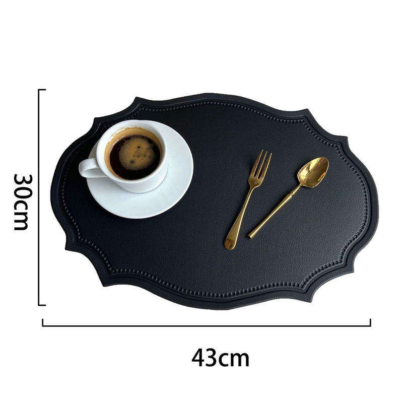 KIT4 Europeu Jogo Americano Preto PU Kit Mesa Posta Janta B1064