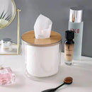 Porta Papel Higiênico Transparente Tampa Bambu Decorativo
