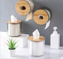 Porta Papel Higiênico Transparente Tampa Bambu Decorativo